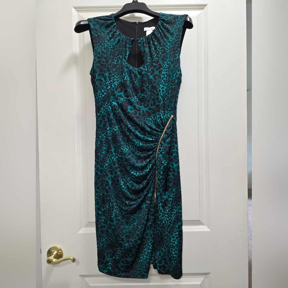 Cache Green Asymmetrical Halter Bodycon Dress